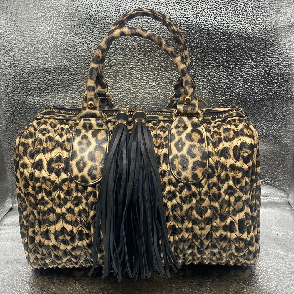 NWT Vegan Leather Cheetah Print Tassel Dr. Bag